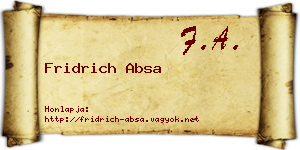 Fridrich Absa névjegykártya